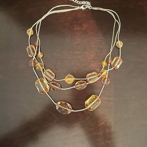 Silver and brown beaded necklace